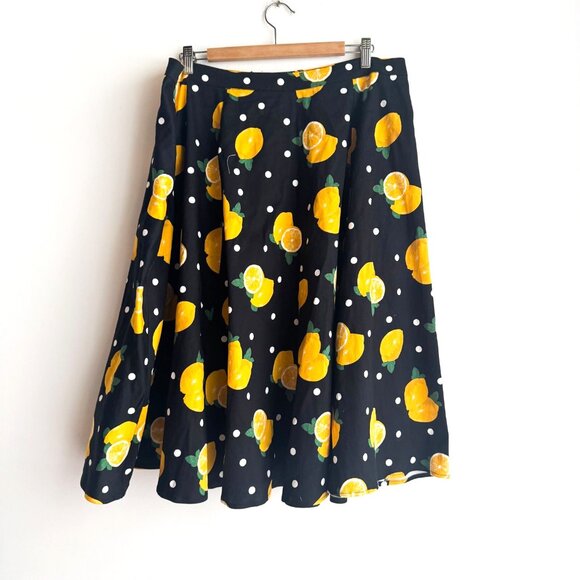 Collectif Lemon Print Skater Skirt 3X NWT - Picture 1 of 4